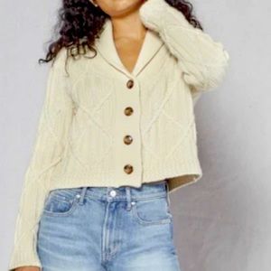 Super cute Marina Cadigan in brown cropped.